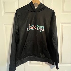 Jeep Hoodie Sweatshirt Black Paw Prints Floral
